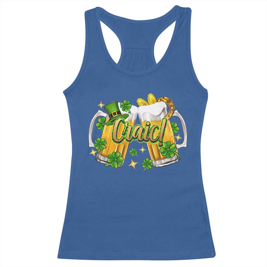Funny St Patrick's Day Irish Beer Drinking Craic Racerback Tank Top