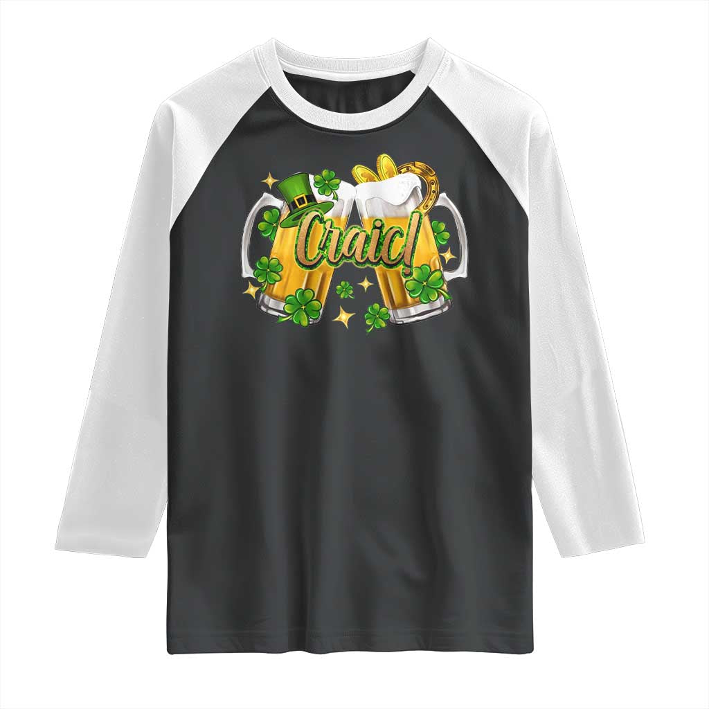 Funny St Patrick's Day Irish Beer Drinking Craic Raglan Shirt
