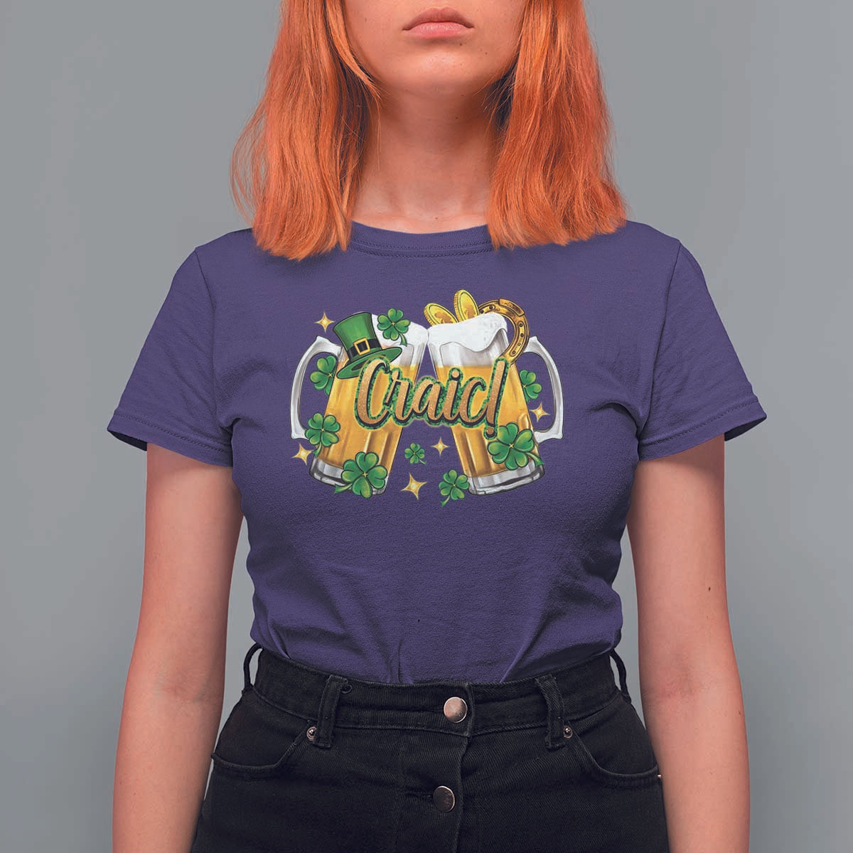 Funny St Patrick's Day Irish Beer Drinking Craic T Shirt For Women