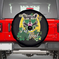 Funny St Patrick's Day Racoon Spare Tire Cover Kiss Me I'm Feral Horseshoe Shamrock