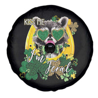 Funny St Patrick's Day Racoon Spare Tire Cover Kiss Me I'm Feral Horseshoe Shamrock