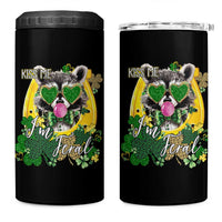 Funny St Patrick's Day Racoon 4 in 1 Can Cooler Tumbler Kiss Me I'm Feral Horseshoe Shamrock