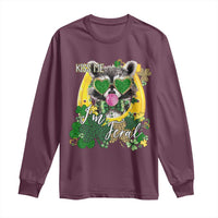 Funny St Patrick's Day Racoon Long Sleeve Shirt Kiss Me I'm Feral Horseshoe Shamrock
