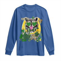 Funny St Patrick's Day Racoon Long Sleeve Shirt Kiss Me I'm Feral Horseshoe Shamrock
