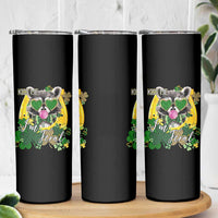 Funny St Patrick's Day Racoon Skinny Tumbler Kiss Me I'm Feral Horseshoe Shamrock