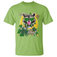 Funny St Patrick's Day Racoon T Shirt Kiss Me I'm Feral Horseshoe Shamrock