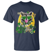 Funny St Patrick's Day Racoon T Shirt Kiss Me I'm Feral Horseshoe Shamrock
