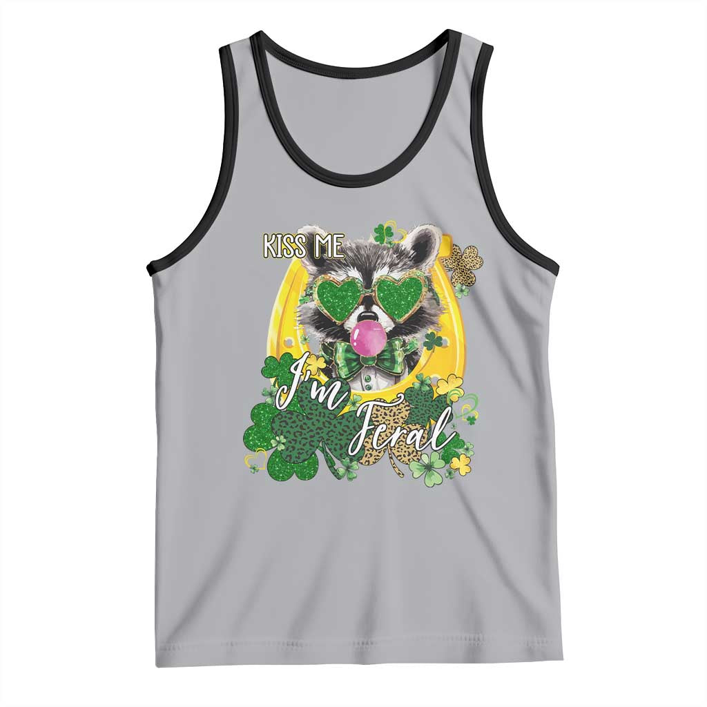 Funny St Patrick's Day Racoon Tank Top Kiss Me I'm Feral Horseshoe Shamrock