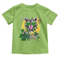 Funny St Patrick's Day Racoon Toddler T Shirt Kiss Me I'm Feral Horseshoe Shamrock