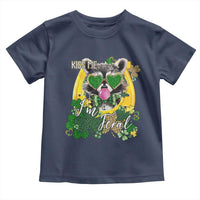 Funny St Patrick's Day Racoon Toddler T Shirt Kiss Me I'm Feral Horseshoe Shamrock