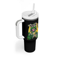 Funny St Patrick's Day Racoon Tumbler With Handle Kiss Me I'm Feral Horseshoe Shamrock