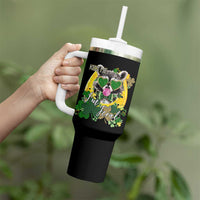 Funny St Patrick's Day Racoon Tumbler With Handle Kiss Me I'm Feral Horseshoe Shamrock