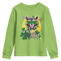 Funny St Patrick's Day Racoon Youth Sweatshirt Kiss Me I'm Feral Horseshoe Shamrock