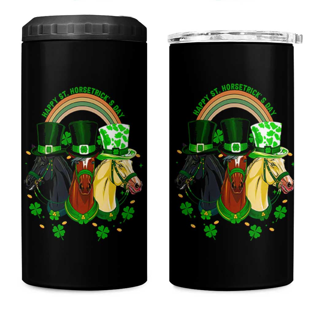 Funny St Patrick's Day Horse 4 in 1 Can Cooler Tumbler Happy St Horsetrick's Day Shamrock