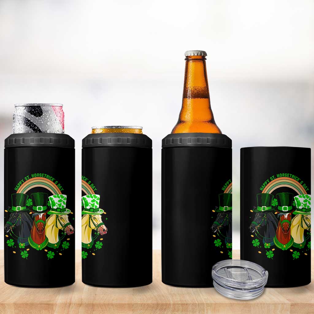 Funny St Patrick's Day Horse 4 in 1 Can Cooler Tumbler Happy St Horsetrick's Day Shamrock