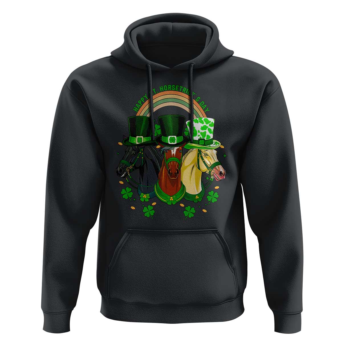 Funny St Patrick's Day Horse Hoodie Happy St Horsetrick's Day Shamrock