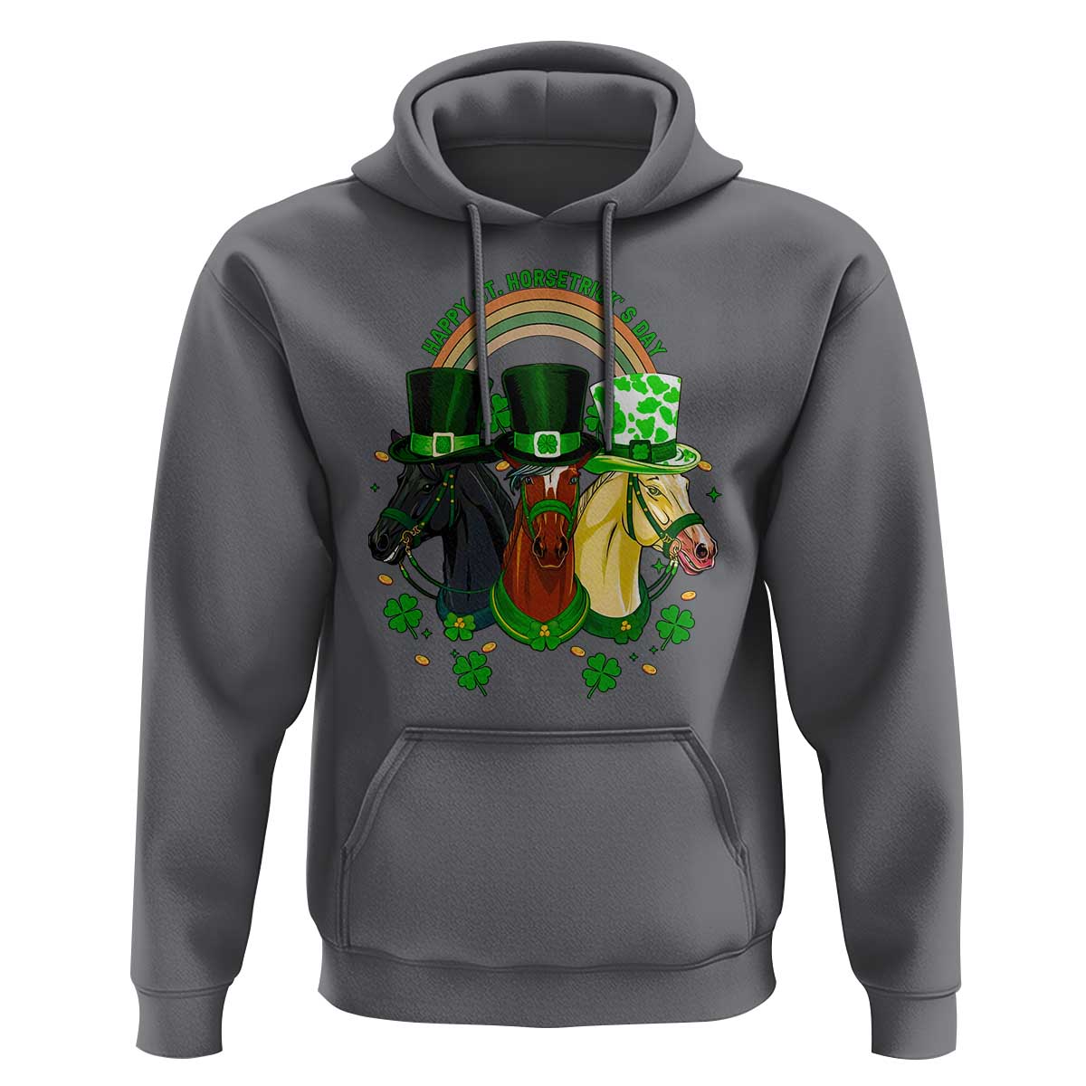 Funny St Patrick's Day Horse Hoodie Happy St Horsetrick's Day Shamrock