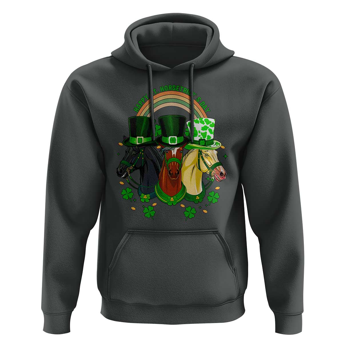 Funny St Patrick's Day Horse Hoodie Happy St Horsetrick's Day Shamrock