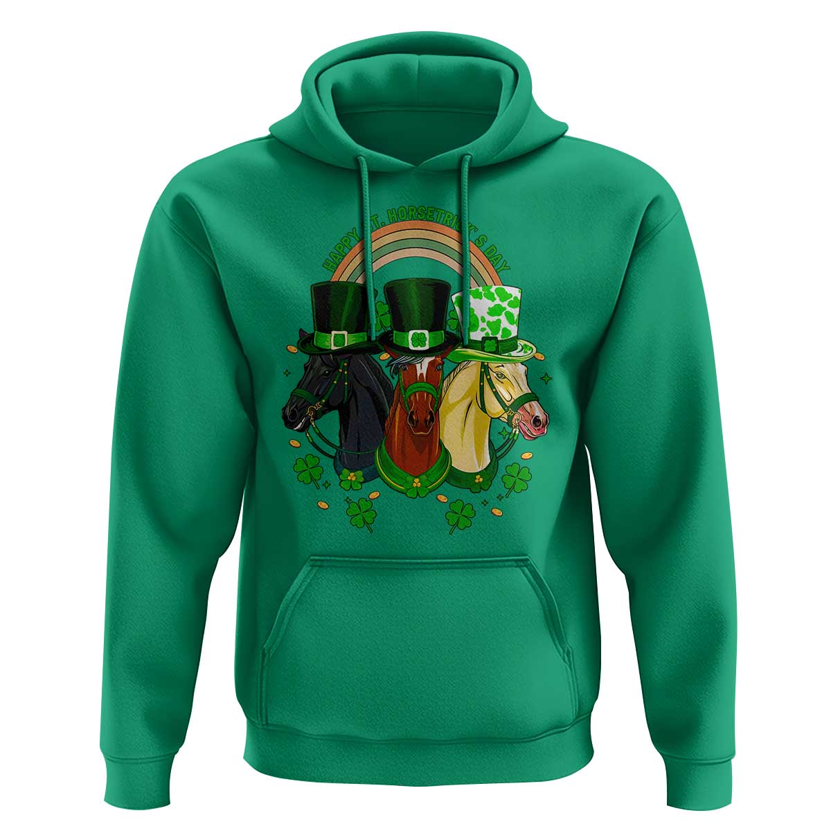 Funny St Patrick's Day Horse Hoodie Happy St Horsetrick's Day Shamrock