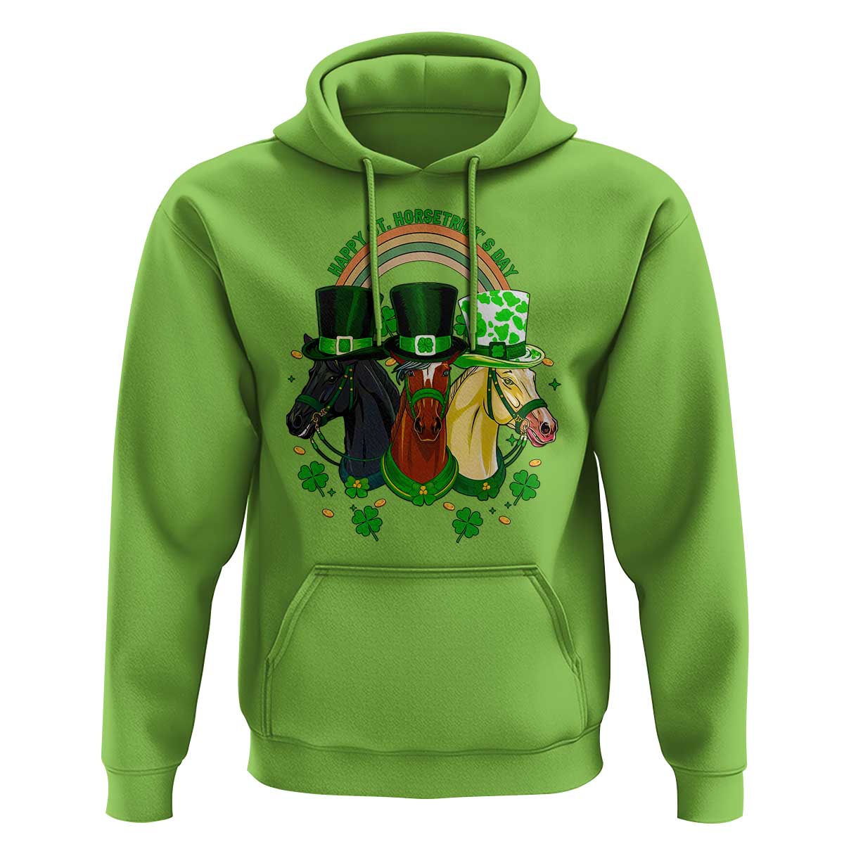 Funny St Patrick's Day Horse Hoodie Happy St Horsetrick's Day Shamrock