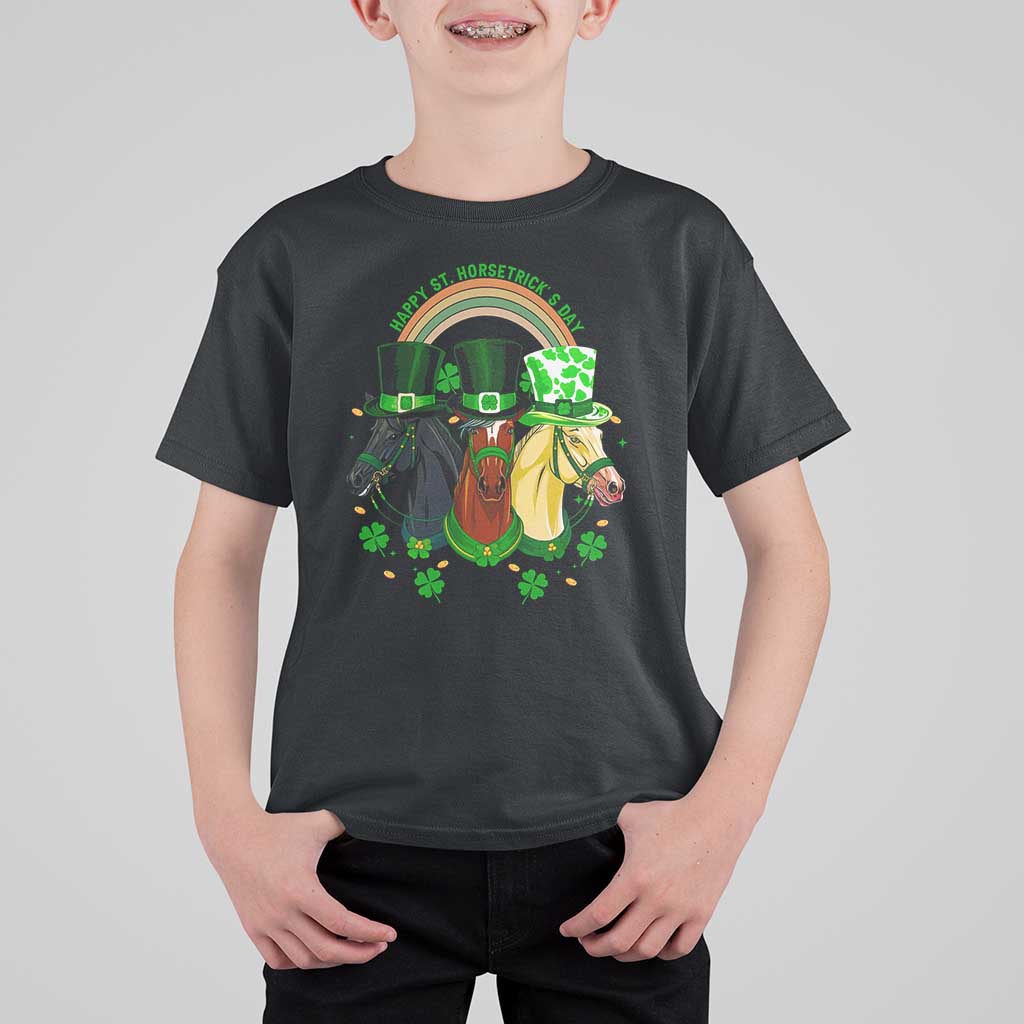 Funny St Patrick's Day Horse T Shirt For Kid Happy St Horsetrick's Day Shamrock