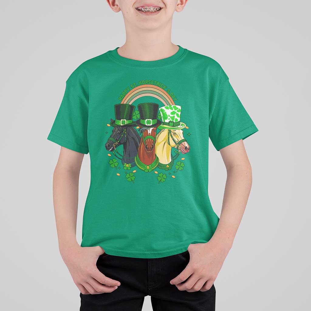 Funny St Patrick's Day Horse T Shirt For Kid Happy St Horsetrick's Day Shamrock
