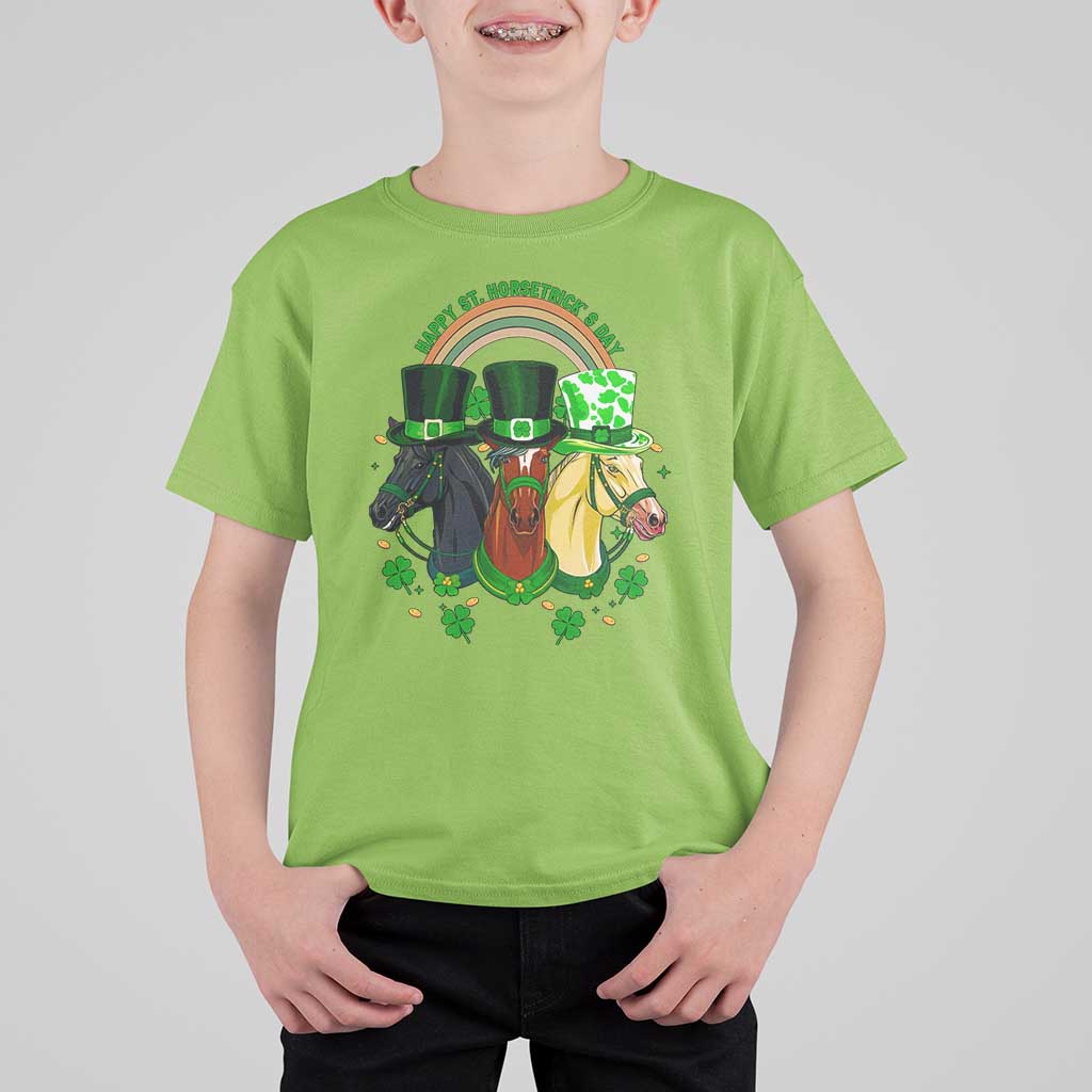 Funny St Patrick's Day Horse T Shirt For Kid Happy St Horsetrick's Day Shamrock