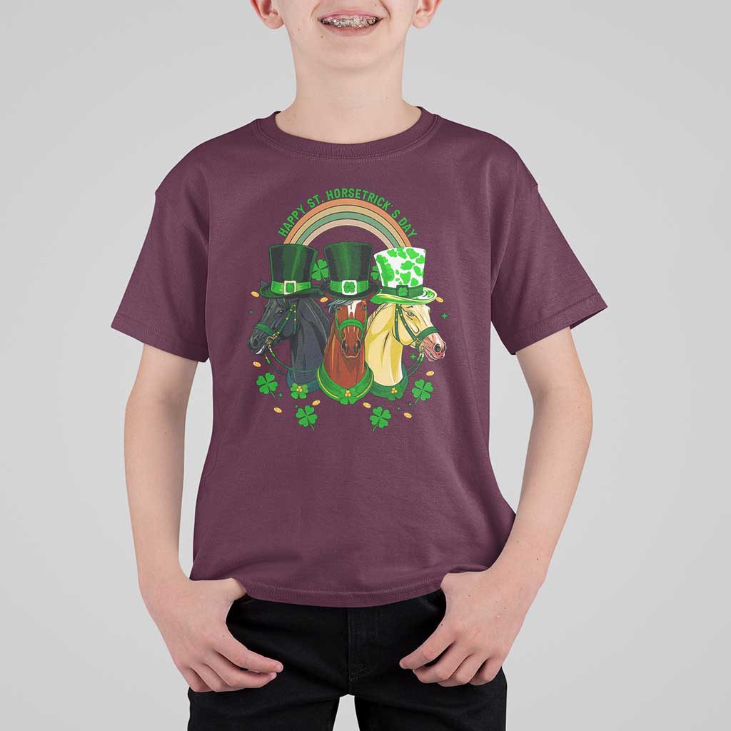 Funny St Patrick's Day Horse T Shirt For Kid Happy St Horsetrick's Day Shamrock