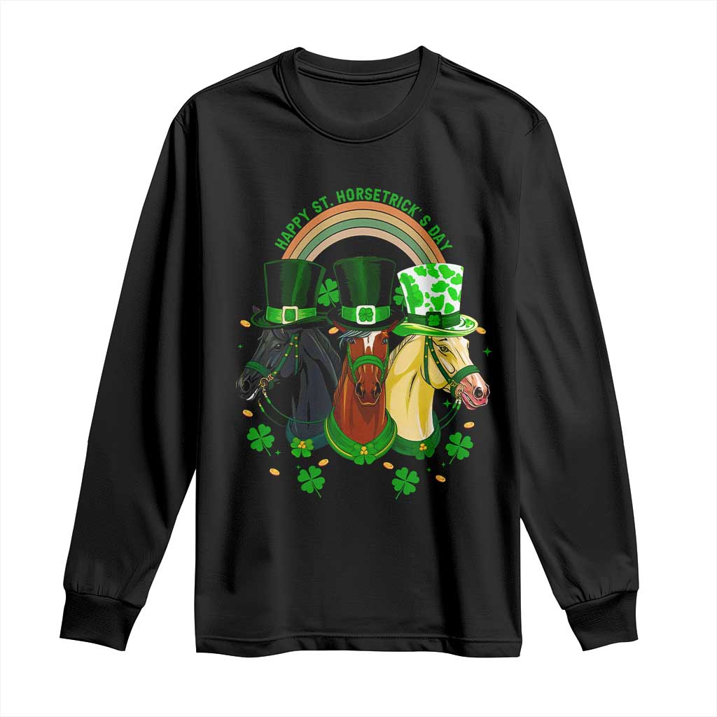 Funny St Patrick's Day Horse Long Sleeve Shirt Happy St Horsetrick's Day Shamrock