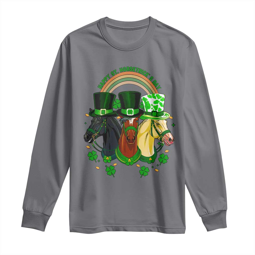 Funny St Patrick's Day Horse Long Sleeve Shirt Happy St Horsetrick's Day Shamrock