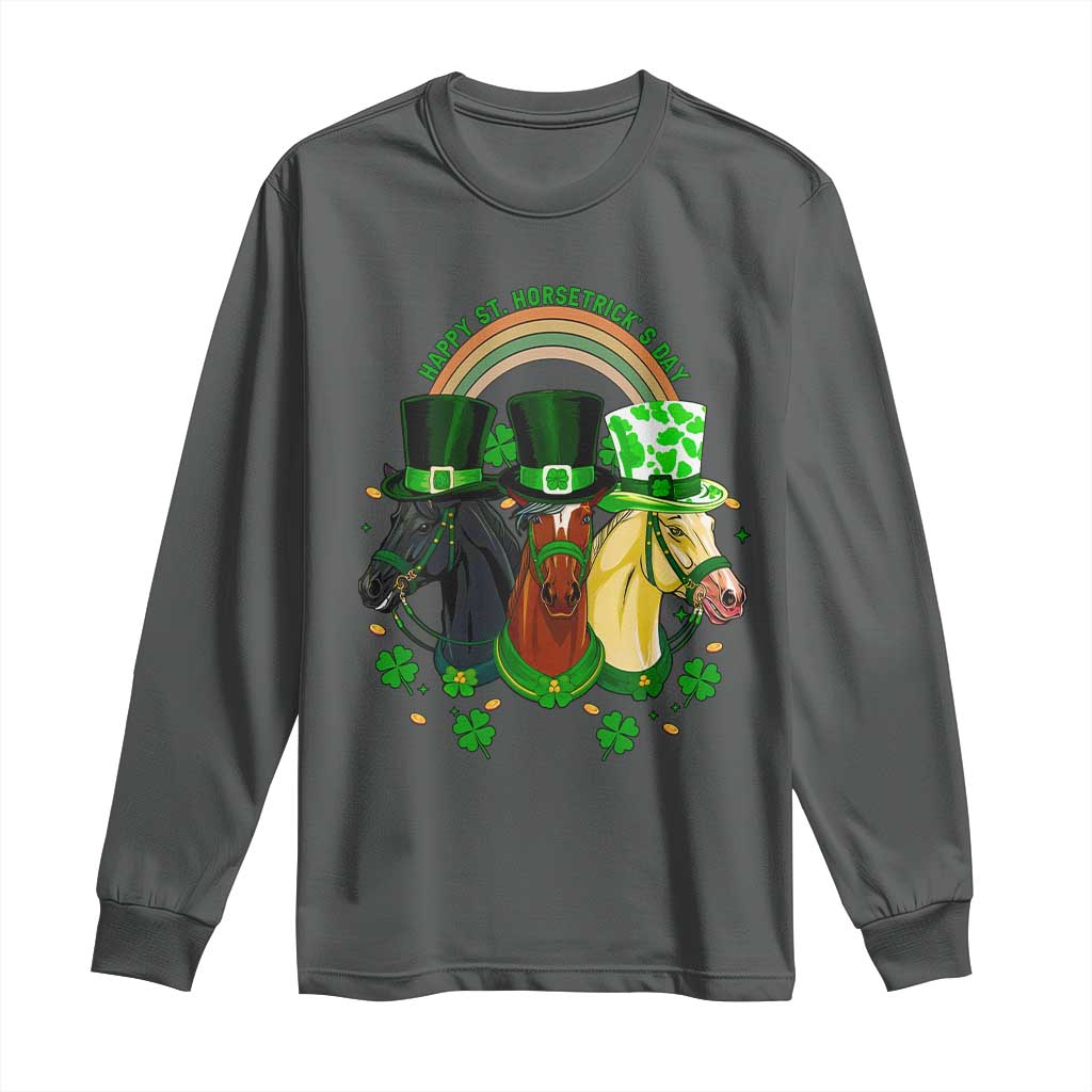 Funny St Patrick's Day Horse Long Sleeve Shirt Happy St Horsetrick's Day Shamrock