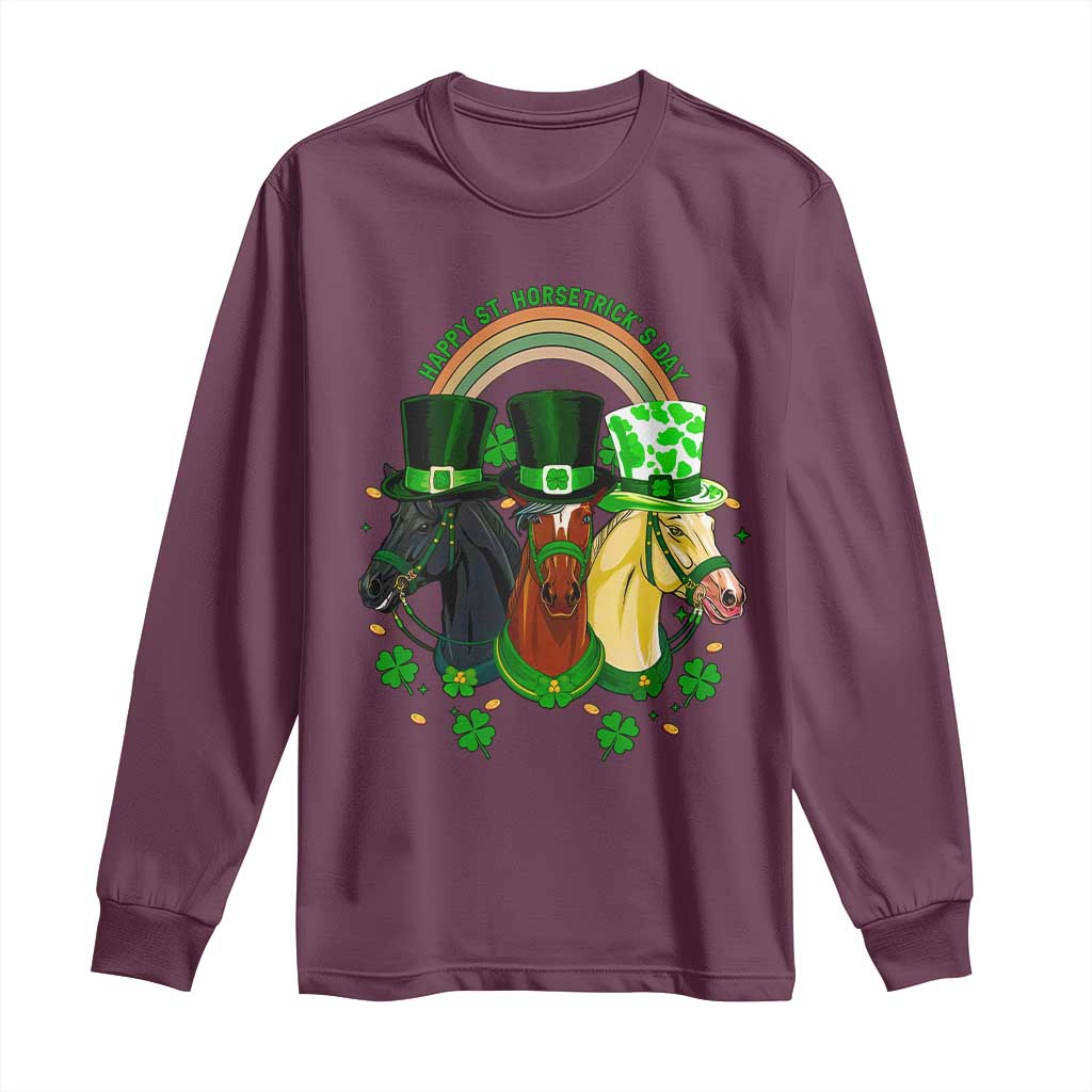 Funny St Patrick's Day Horse Long Sleeve Shirt Happy St Horsetrick's Day Shamrock