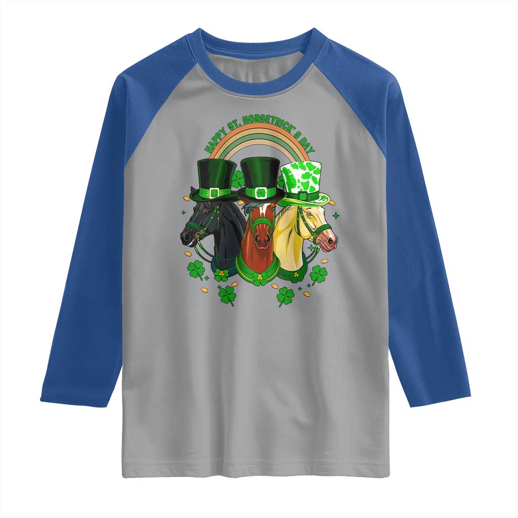 Funny St Patrick's Day Horse Raglan Shirt Happy St Horsetrick's Day Shamrock