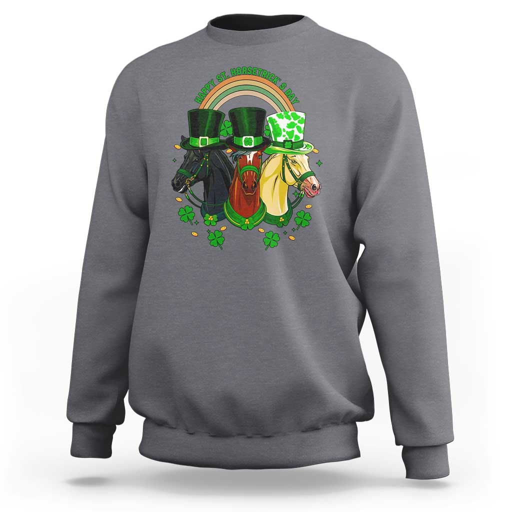 Funny St Patrick's Day Horse Sweatshirt Happy St Horsetrick's Day Shamrock