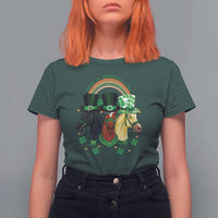 Funny St Patrick's Day Horse T Shirt For Women Happy St Horsetrick's Day Shamrock