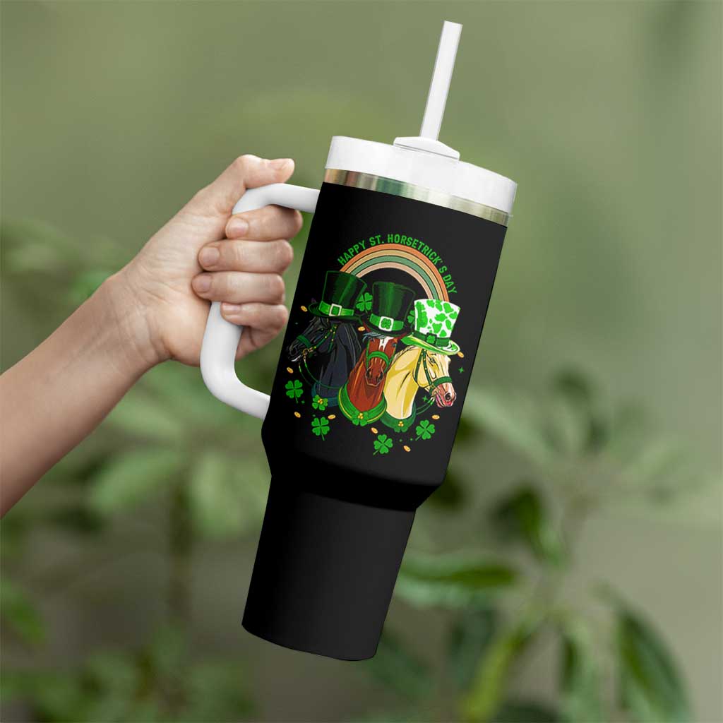 Funny St Patrick's Day Horse Tumbler With Handle Happy St Horsetrick's Day Shamrock
