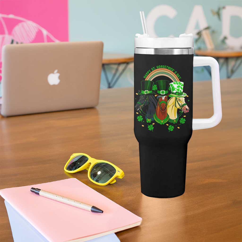 Funny St Patrick's Day Horse Tumbler With Handle Happy St Horsetrick's Day Shamrock