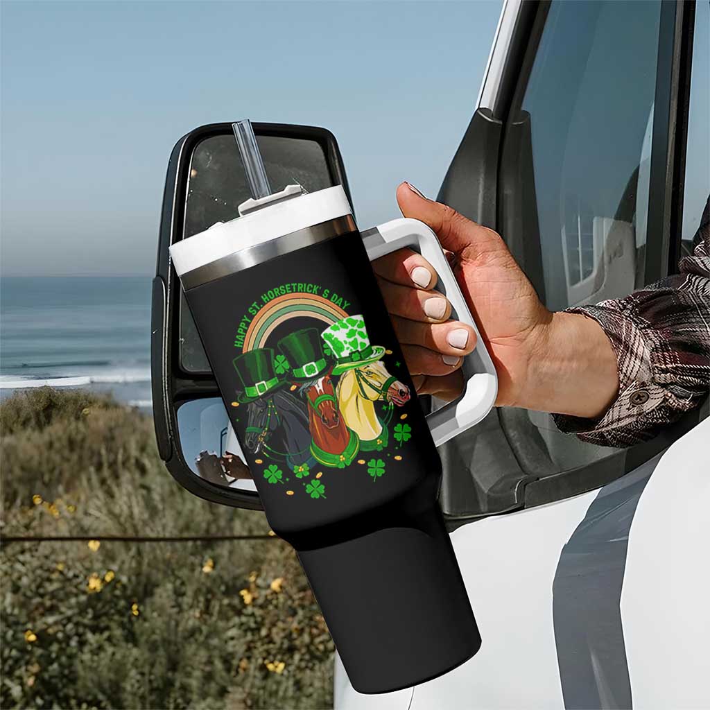 Funny St Patrick's Day Horse Tumbler With Handle Happy St Horsetrick's Day Shamrock
