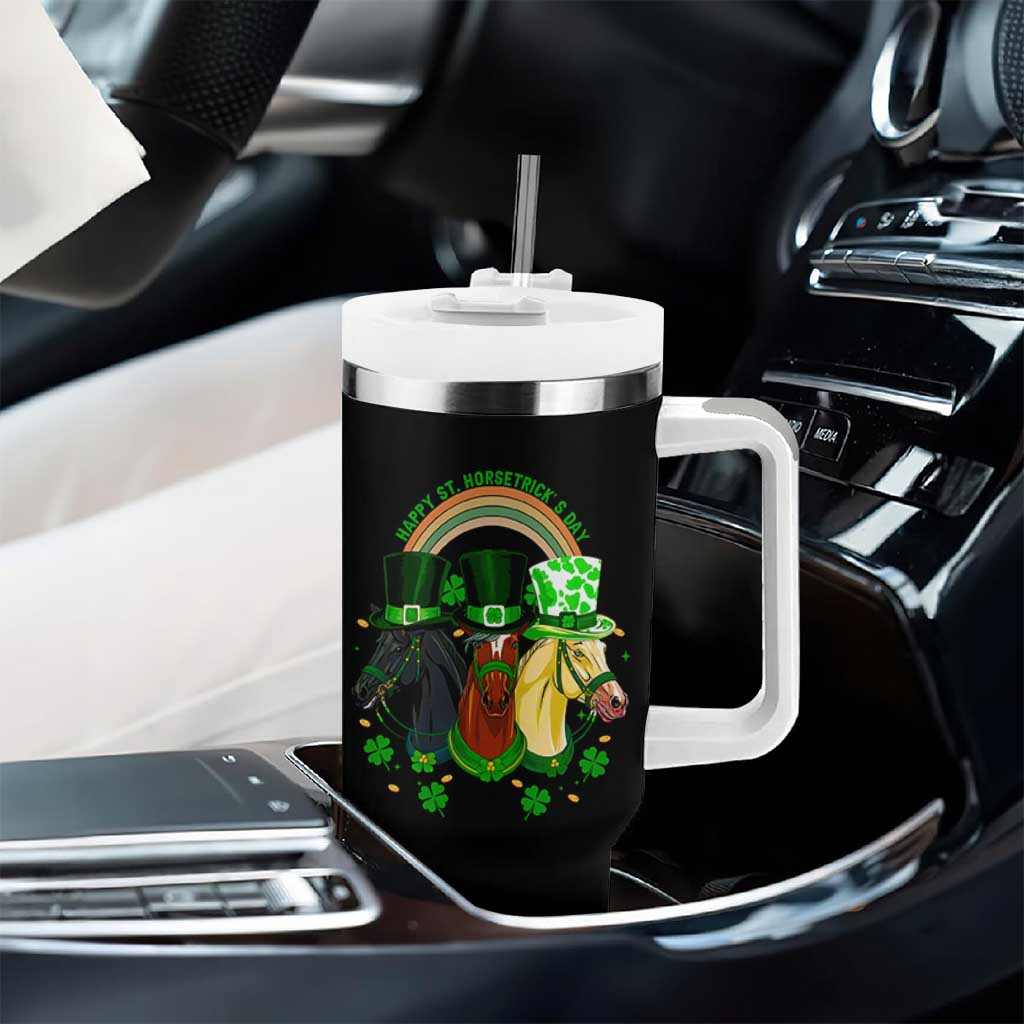 Funny St Patrick's Day Horse Tumbler With Handle Happy St Horsetrick's Day Shamrock