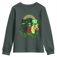 Funny St Patrick's Day Horse Youth Sweatshirt Happy St Horsetrick's Day Shamrock