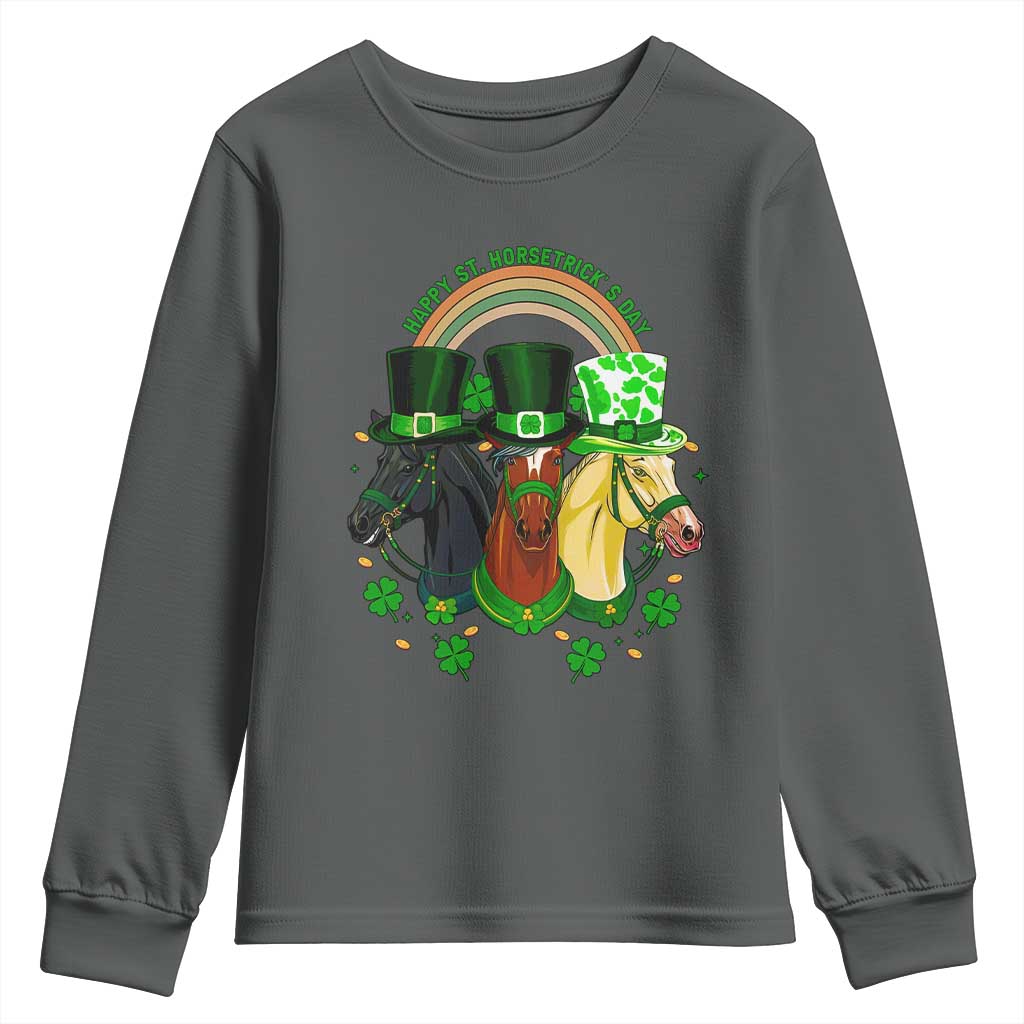 Funny St Patrick's Day Horse Youth Sweatshirt Happy St Horsetrick's Day Shamrock