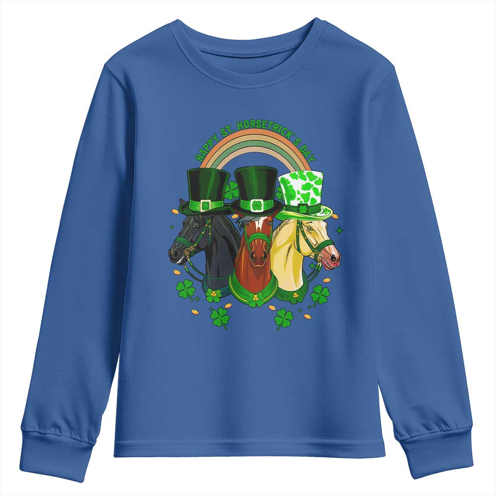 Funny St Patrick's Day Horse Youth Sweatshirt Happy St Horsetrick's Day Shamrock