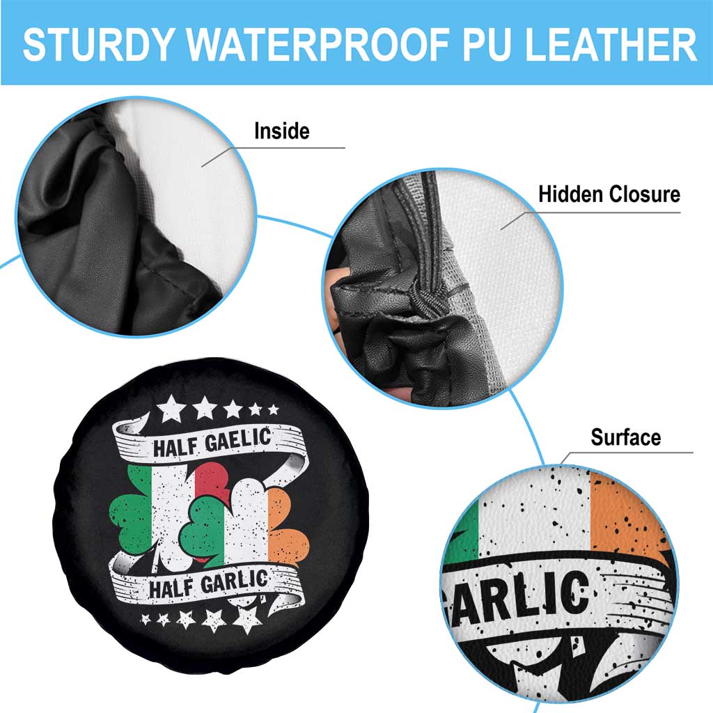Funny Half Gaelic Half Garlic Spare Tire Cover Irish Italian St. Patrick's Day