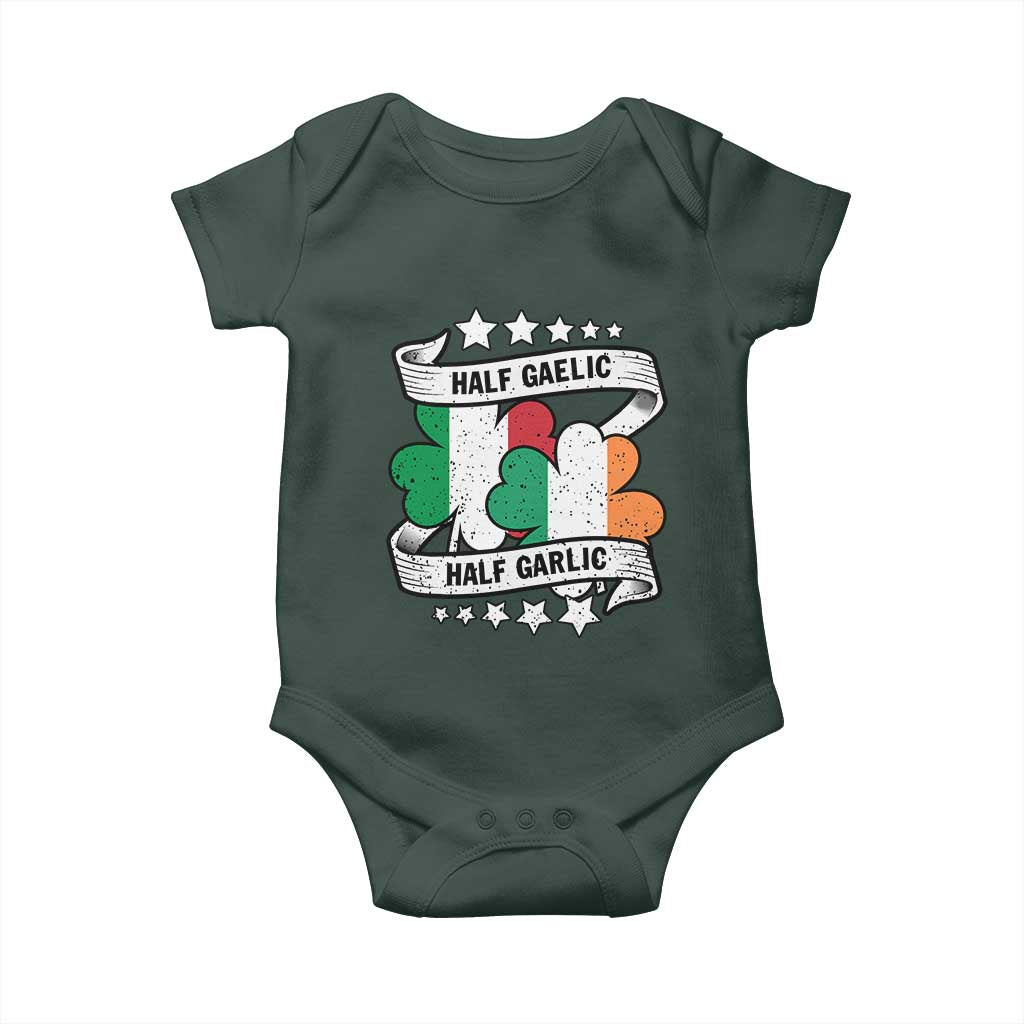 Funny Half Gaelic Half Garlic Baby Onesie Irish Italian St. Patrick's Day