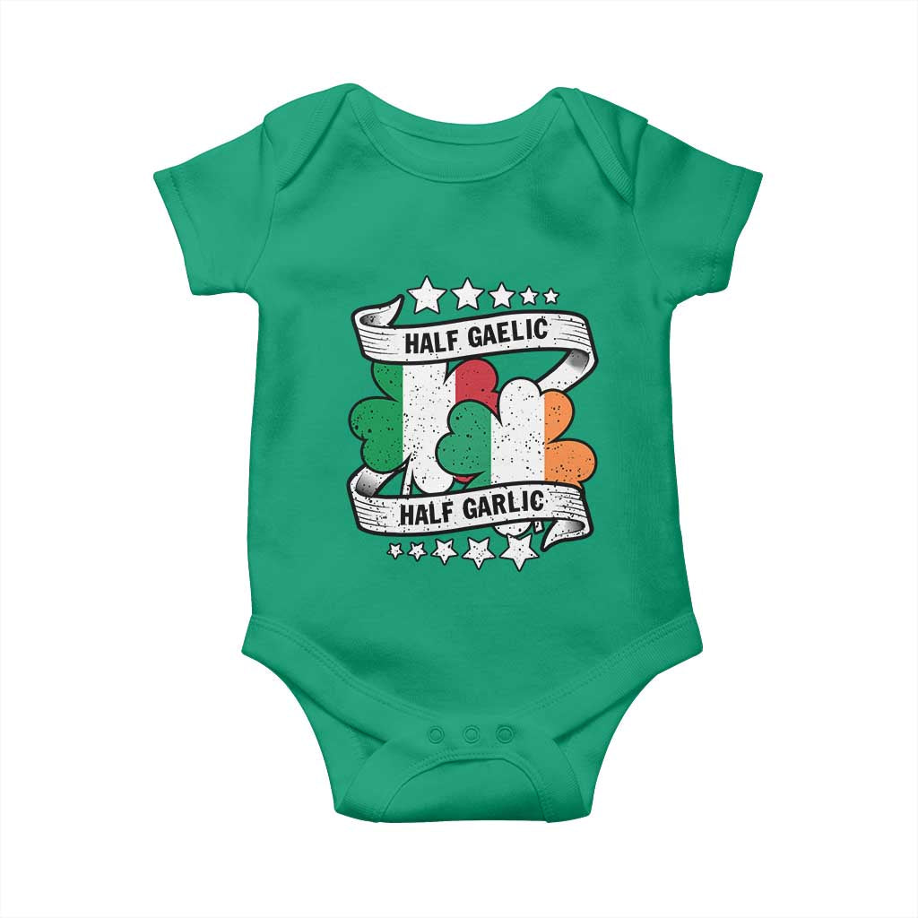 Funny Half Gaelic Half Garlic Baby Onesie Irish Italian St. Patrick's Day