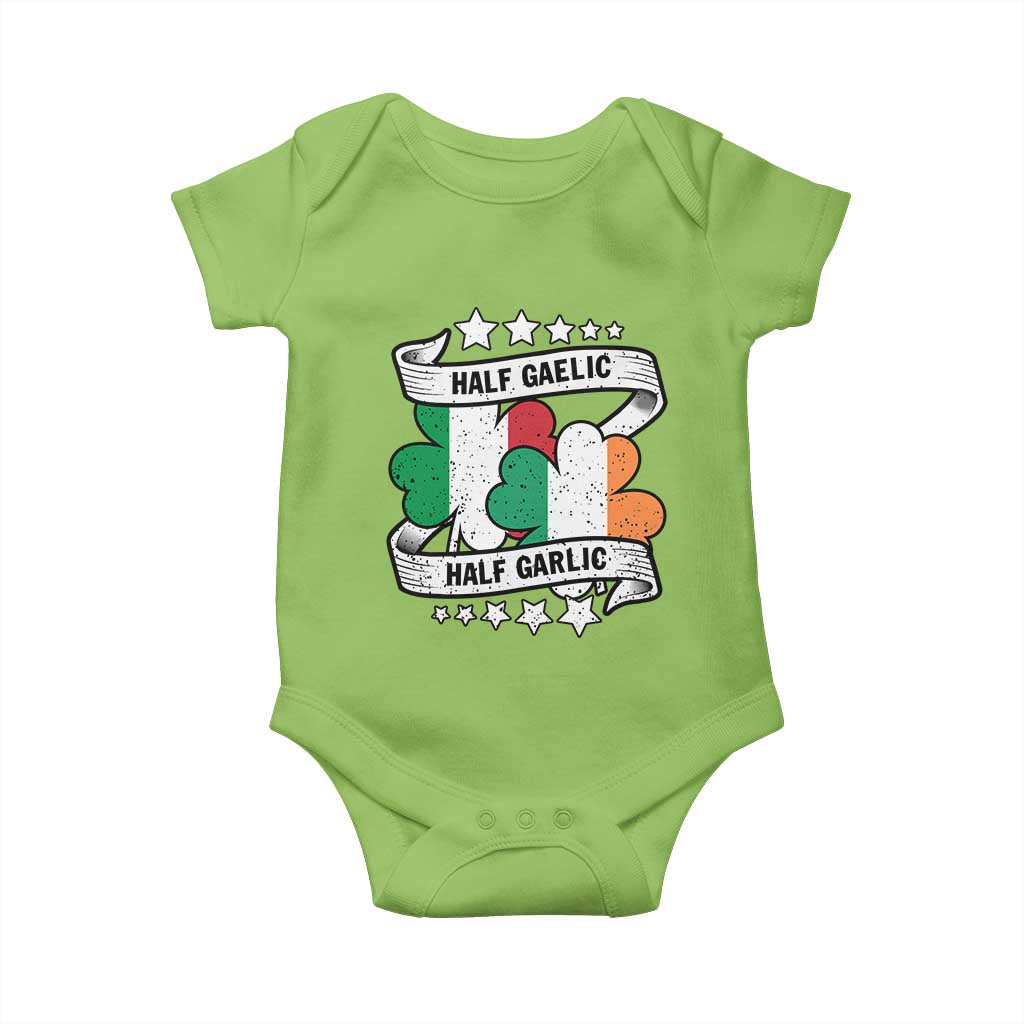 Funny Half Gaelic Half Garlic Baby Onesie Irish Italian St. Patrick's Day