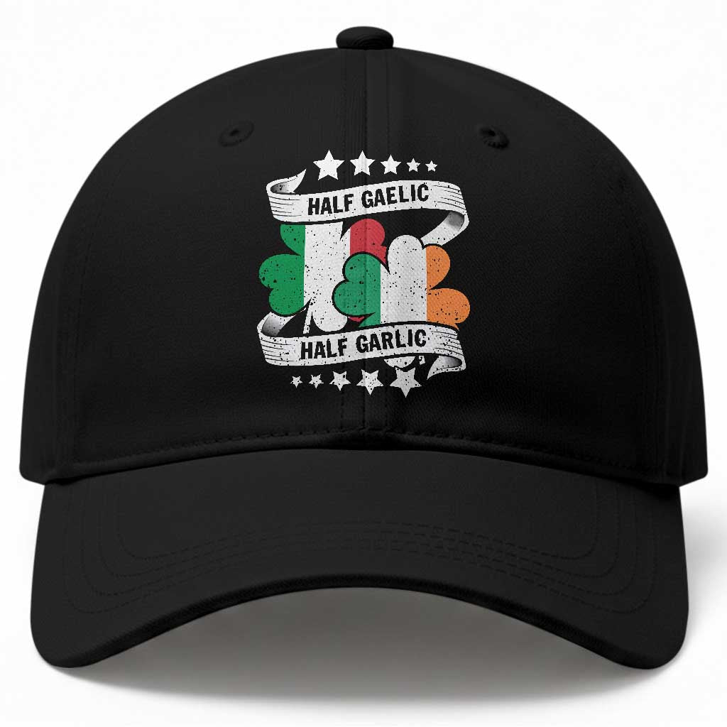 Funny Half Gaelic Half Garlic Baseball Cap Irish Italian St. Patrick's Day