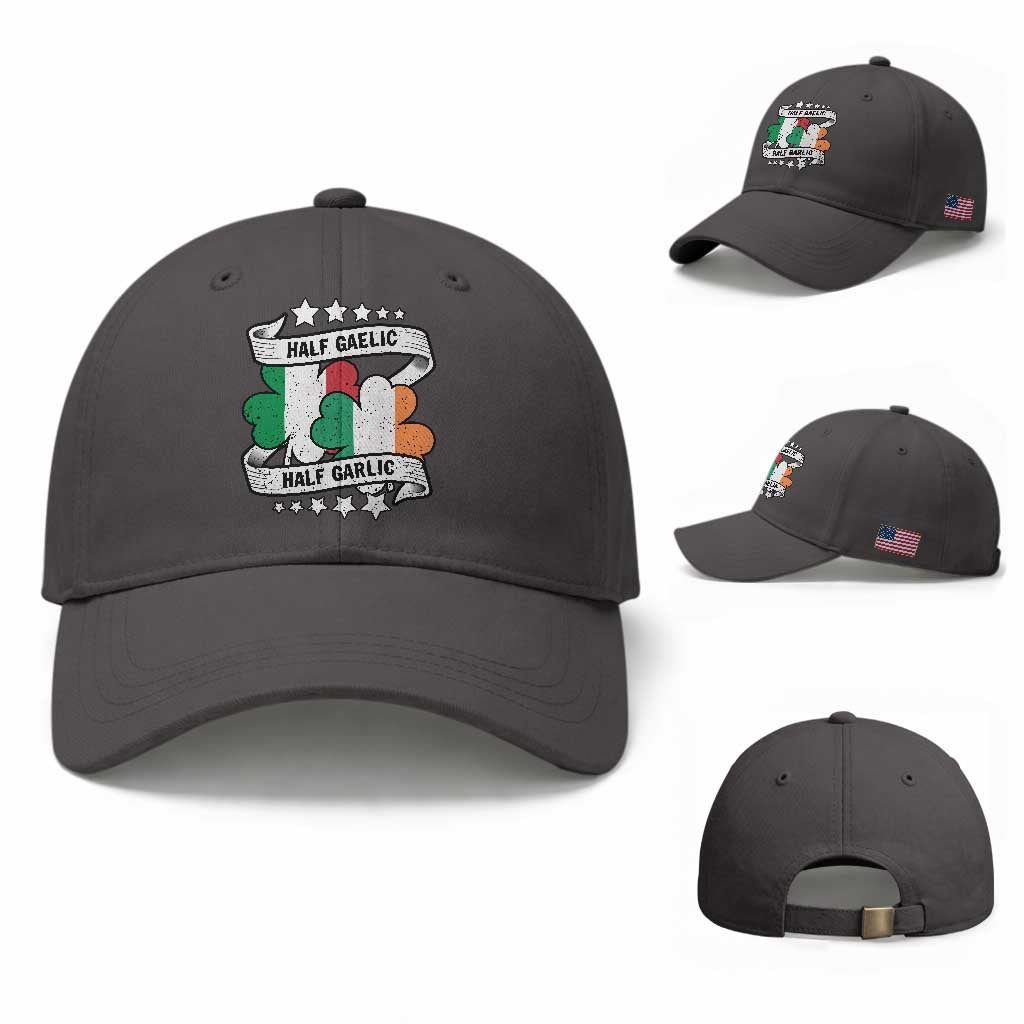 Funny Half Gaelic Half Garlic Baseball Cap Irish Italian St. Patrick's Day