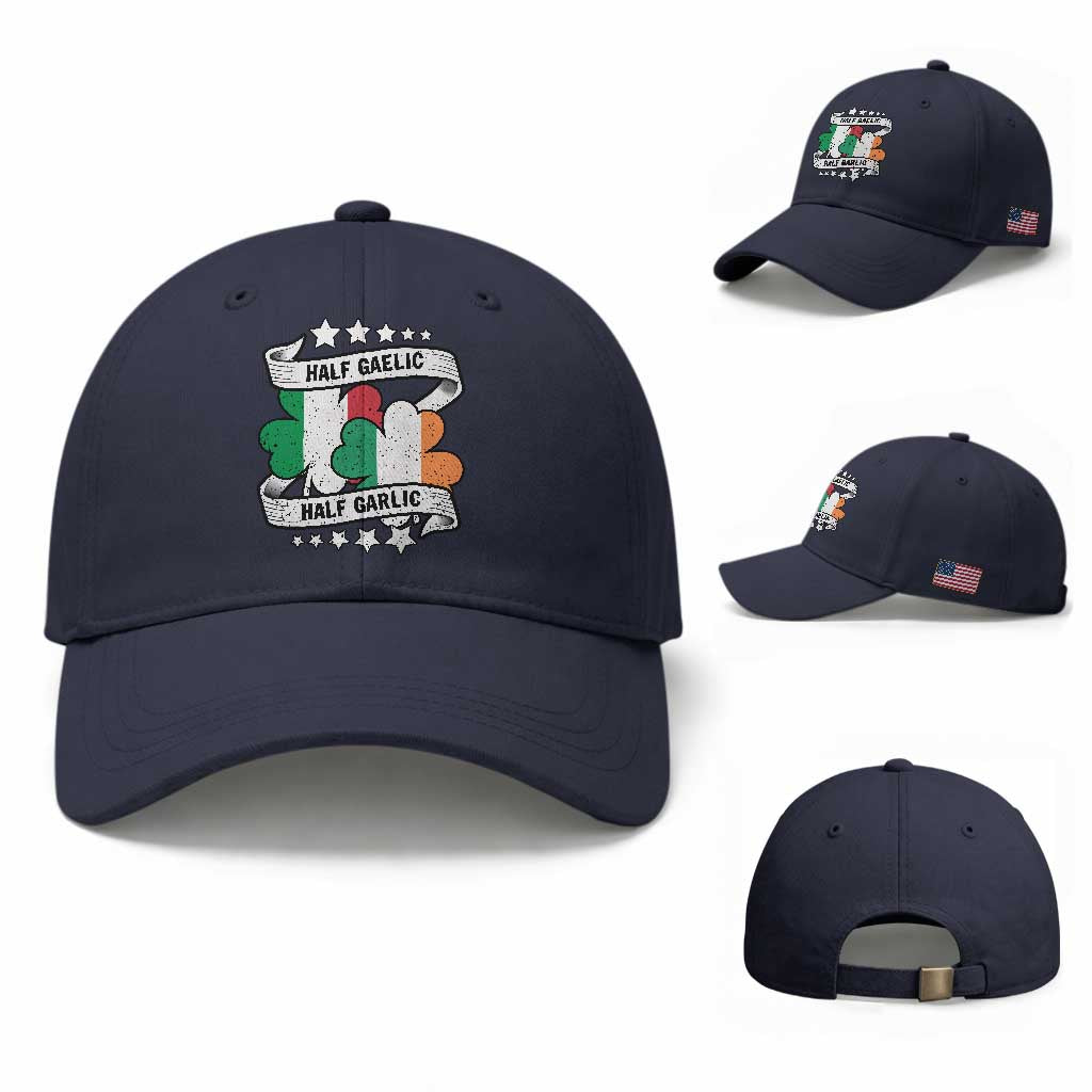 Funny Half Gaelic Half Garlic Baseball Cap Irish Italian St. Patrick's Day