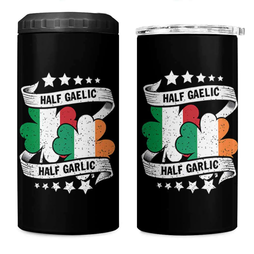 Funny Half Gaelic Half Garlic 4 in 1 Can Cooler Tumbler Irish Italian St. Patrick's Day
